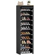 ERONE Shoe Rack Storage Organizer 7-10 Tier, Stackable Portable Covered Shoe Shelf Cabinet for Cl...