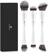 KINGMAS 3-Piece Foundation Makeup Brush Set - Double-Ended Kabuki, Large Foundation, Medium Conce...