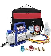 GYZJ 110V 3.5CFM 1/4 HP 1-Stage Vacuum Pump and 4ft R134,502 AC Manifold Gauge with Quick Coupler...