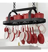 KES 48 Inch Large Hanging Pot Rack, Heavy Duty Oval Pot and Pan Hanging Rack Ceiling Mount, Pot P...