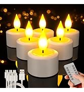 PChero Flameless Rechargeable Tea Candles with Remote Timer, Battery Operated Rechargeable Candle...