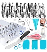 100PCs Icing Piping Bags and Tips Set-Cookie,Cupcake Icing Tips Cake Decorating Kit Baking Suppli...