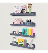 Hatende Nursery Floating Shelves for Room Wall, Gray Small Scalloped Shelves, Wooden Floating Boo...