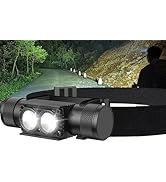 Amkulop LED Rechargeable Hard Hats Headlamp-1200 LM Hidden USB C Charging Headlight,Waterproof He...