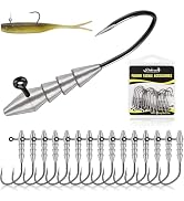 15PCS Hover Rig Jighead Swimbait Jig Heads for Bass Fishing Bass Hooks 1/0 Hover Strolling Rig Ki...