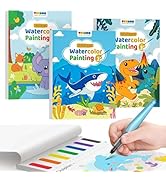 TECJOE 3 Pack Paint with Water Coloring Books for Toddlers, Mess Free Watercolor Painting Set wit...