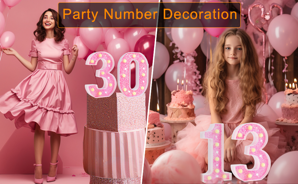 pink number lights