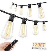 Brightever 120FT LED Outdoor String Lights with Remote, Patio Lights Outdoor Waterproof with 36+2...