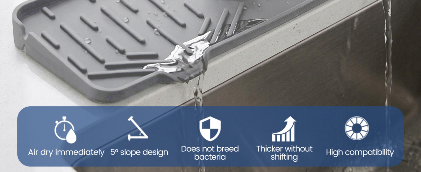 Silicone Faucet Mat Drip Catcher Drying Tray Mat Dish Kitchen Accessories Sink Splash Guard