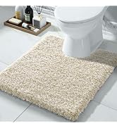Yimobra Toilet Rugs U Shaped 24x20, Ultra Soft and Water Absorbent Bath Mats, Non Slip Fluffy Lux...