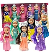 Little Dolls Set with Mini Princess Dolls for Girls – Princess Toy Dolls for Dollhouse –Small Dol...