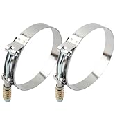 2PCS T Bolt Hose Clamp with Reinforced Spring,Stainless Steel Heavy Duty Hose Clamps Adjustable R...