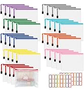 AOBOPLE 36pcs Mesh Zipper Pouch,4.9x6.3 inch Waterproof Zipper Bags with Colored Stickers 9 Color...