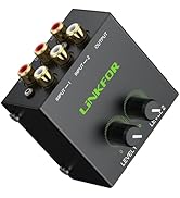 LiNKFOR Stereo Audio 2 Channel Mixer Mini Stereo Mixer,RCA Stereo Audio Mixer, Dual-Channel Audio...