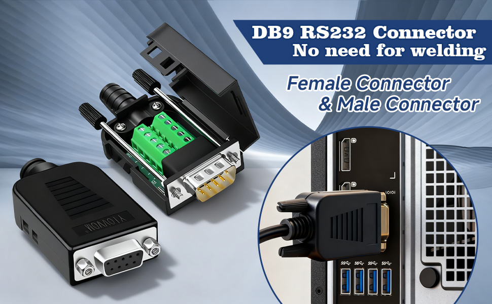 db9 rs-485 serial male rs232 9 pin male rs232 no solder male sub d connector 9-pin female