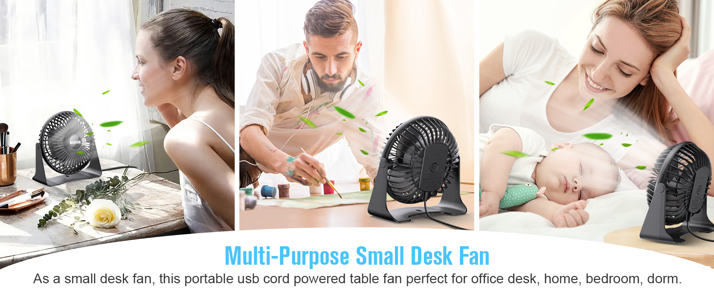 multi-purpose small desk fan personal table fan usb quiet fan portable 5 inch mini fan for office