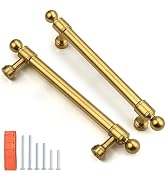 KNOBWELL 10 Pack Antique Champagne Bronze Solid 5 Inch(128mm) Hole Center Cabinet Handles Drawer ...