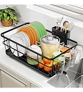 TOOLF Large Dish Drying Rack for Kitchen Counter,Kitchen Dish Racks with Drainboard,Sink Dish Str...