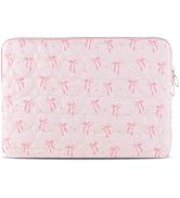CEUTNIZ Cute Bow Puffy Laptop Sleeve 13-15 Inch Cute Quilted Laptop Protective Case Padded Bow Co...