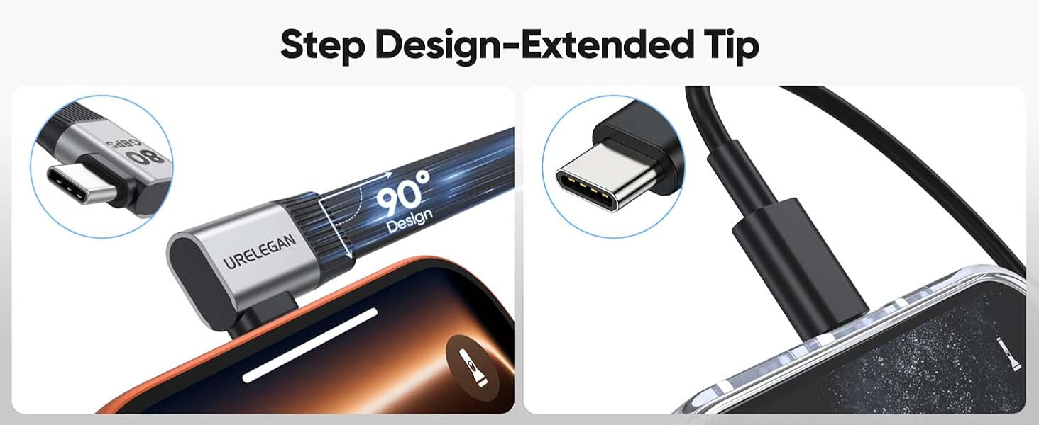 short usb c cable 90 degree