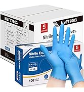 Schneider Nitrile Exam Gloves, Blue, 4 mil, Powder-Free, Latex-Free, for Medical Exam, Cleaning a...
