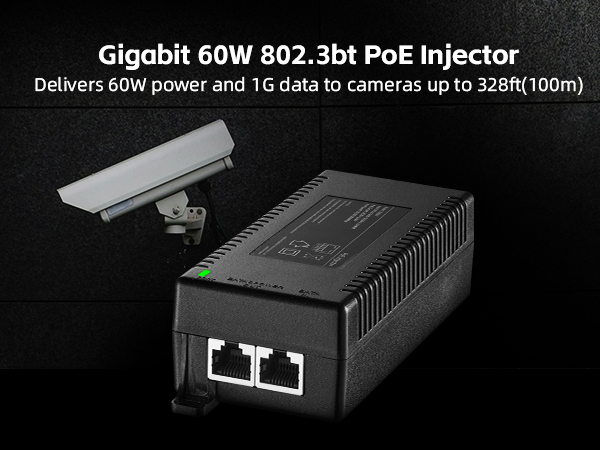 60W Gigabit PoE Injector