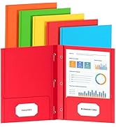 FUCDTEFC 2 Pocket Folders with Prongs, 5 Pack Paper Folders with Pockets and Prongs, File Folders...