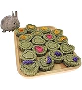 36Pcs Bunny Chew Toys,Natural Timothy Hay Handmade Grass Cakes Molar Treats for Bunny Chinchilla ...