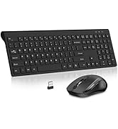 Wireless Keyboard Mouse Combo,2.4G USB Full Size Wireless Computer Silent Keyboard and Adjustable...