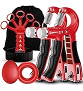 ACOTANT Grip Strength Trainer(5 Pack) with Finger Exerciser, Hand Grip Strengthener, Finger Stret...