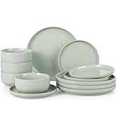 HaWare Stoneware Dinnerware Sets, 12-Piece Plates and Bowls Set for 4, Dishes Set for Home Restau...