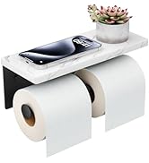 FORIOUS Toilet Paper Holder with Shelf, Marble Wall Mount Tissue Roll Holder for Bathroom, Washro...