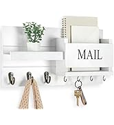 Lwenki Mail Organizer for Wall Mount – Key Holder with Shelf Includes Letter Holder and Hooks for...
