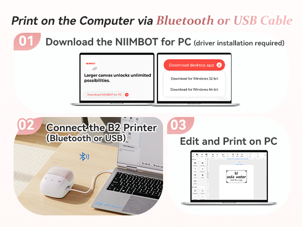 NIIMBOT B2 Label Maker Machine with Tape, Portable Bluetooth Label Printer with Multiple Templates