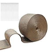 Aggsound 2" x 66' Exhaust Heat Wrap Titanium Pliable Lava Muffler Roll Pipes, 5cmx20m Basalt sepa...