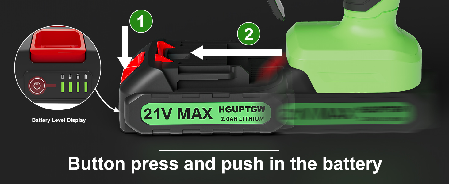 Properly install the chainsaw battery