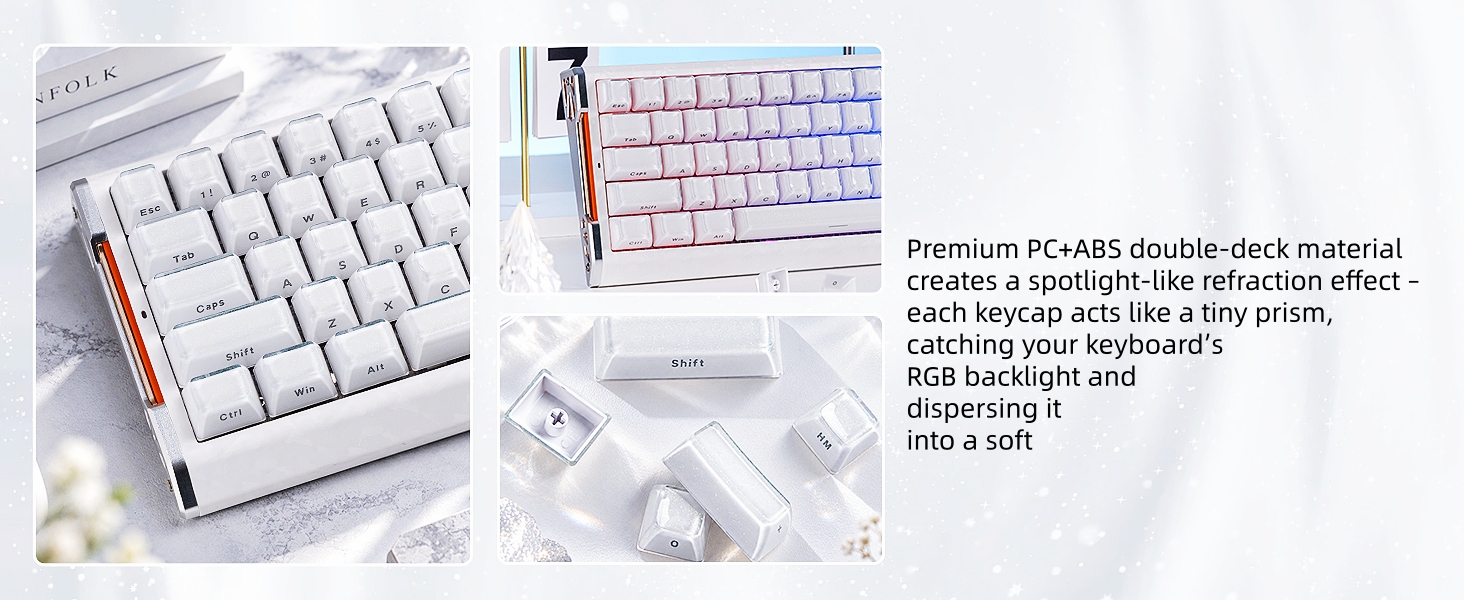 Translucent Crystal Keycaps, Jelly Clear Keycaps, Custom Crystal White Keycaps Set