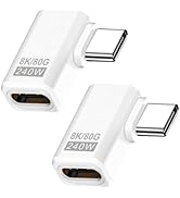 Danfetsoy USB C Right Angle Adapter 80Gbps, Right Angle USB C Adapter 240W, White 90 Degree Type-...