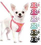 Lukovee No Pull Small Dog Harness and Leash Set - Adjustable Lightweight Soft Puppy Vest, Step-in...