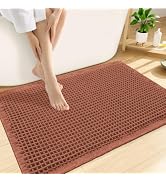 Smiry Waffle Bath Mat 30X20, Extra Soft Absorbent Bathroom Rugs, Orange | Non Slip Machine Washab...
