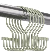 Bathway Shower Curtain Hooks Sage Green Shower Curtain Rings with Cylindrical Design, 12Pcs Metal...