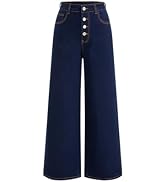 CIDER Womens Wide Straight Leg Jeans Button Down High Waisted Stretchy Denim Pants Bottom