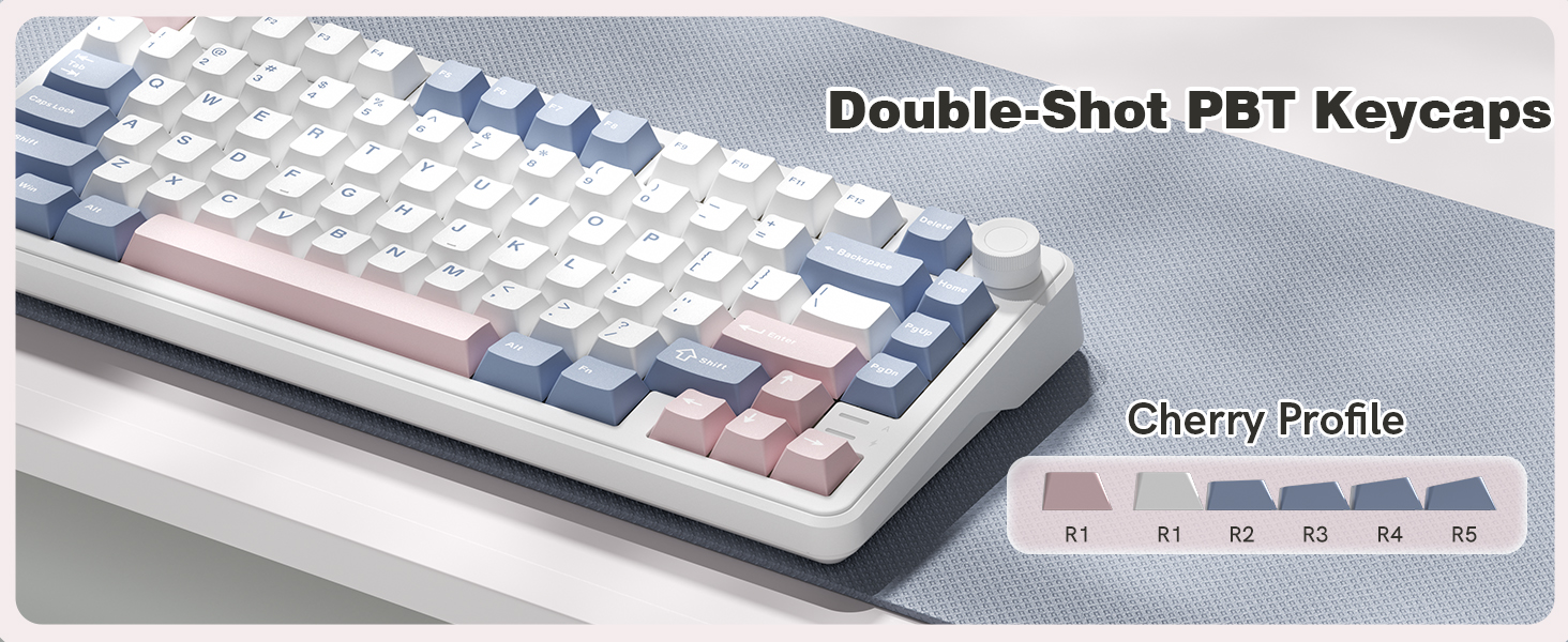 Keyporia L75 mechanical keyboard with double-shot PBT keycaps and Cherry profile.