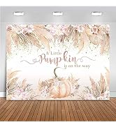 Mocsicka Boho Pumpkin Baby Shower Backdrop for Girl - 7x5ft Fall Pink Floral Little Pumpkin Decor...