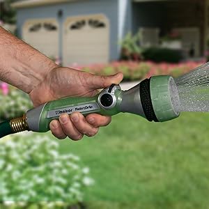 Melnor Nozzle being used to spray a garden