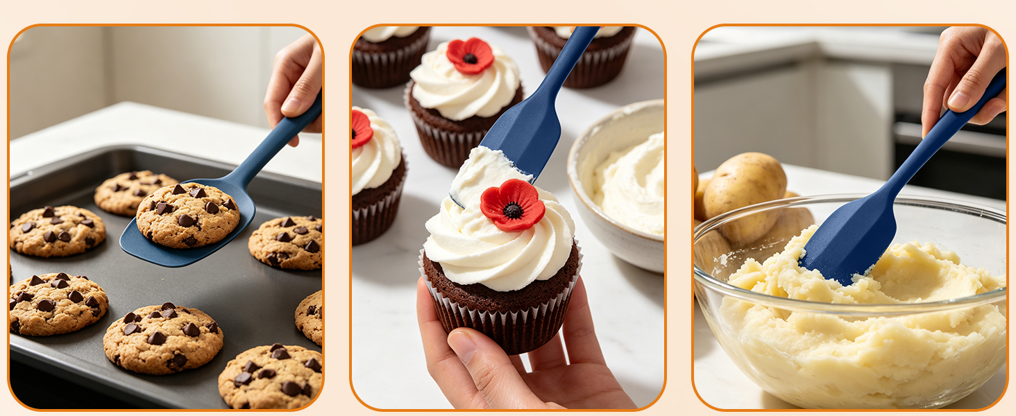 Silicone spatula for baking, lifting cookies, frosting cupcakes, mashing potatoes