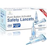CareLiving Safety Lancets, Retractable, 28 G Sterile, 1.6 mm, Push Button Activation, 100 Count, ...