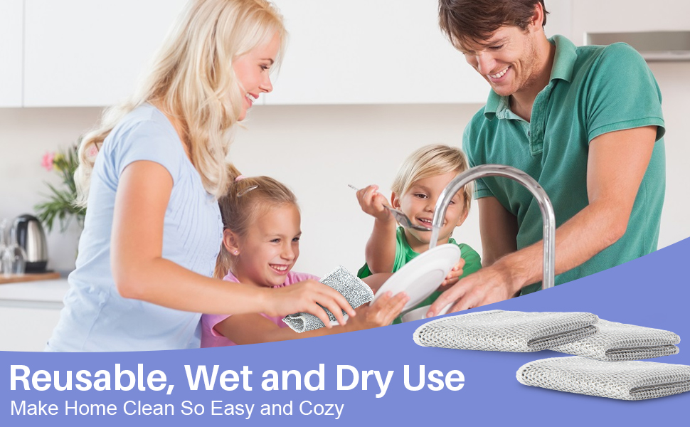 reusable wire dishcloth for wet and dry use , making your home cleaning so easy and cozy