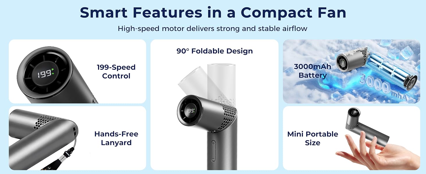 mini portable fan adjustable compact purse pocket commuting travel cooling lightweight portable