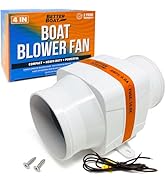 Boat Blower Fan Inline 12V, High CFM Marine Engine Ventilation, 4 Inch or 3 Inch Duct Fan for Gal...